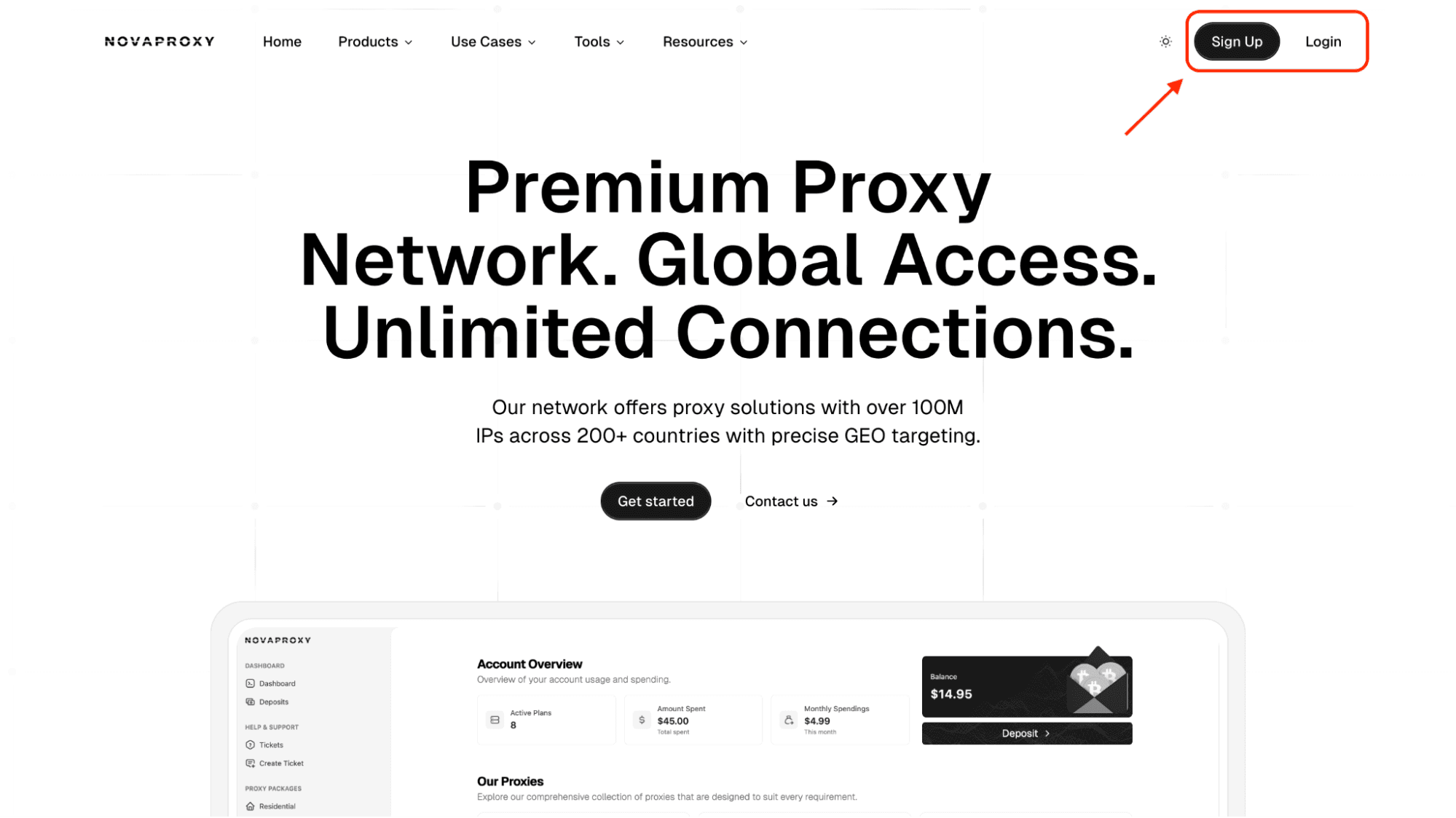 NovaProxy website