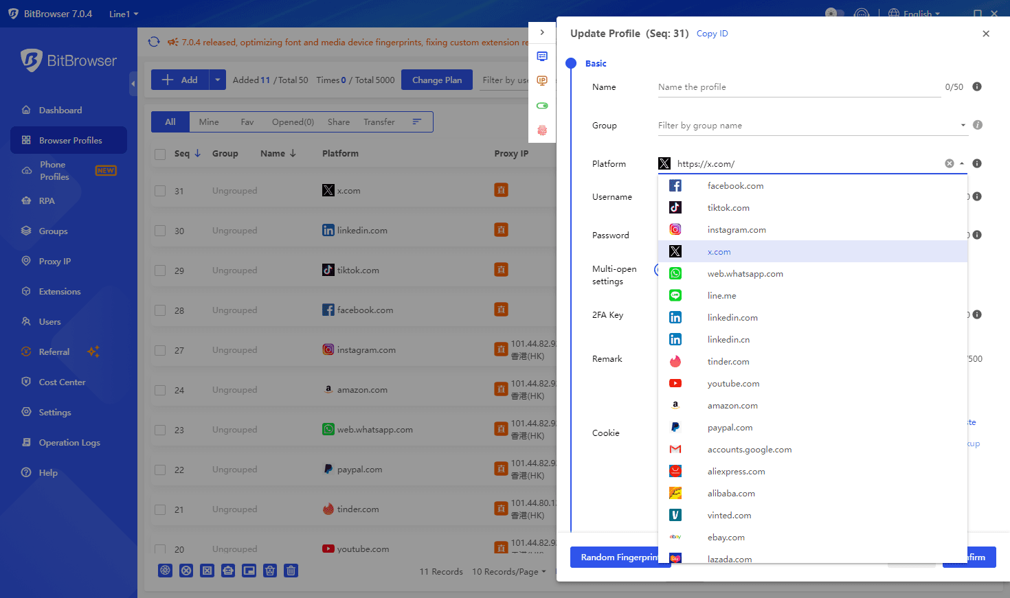 Profile Configuration