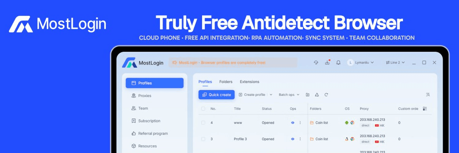 MostLogin: Free Anti-Association Antidetect Browser, Empowering Multi-Account Management and Automated Operations